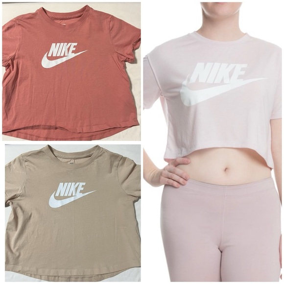 Nike Juniors Large Bundle of (2) Sportswear Essential Cropped T-Shirt EUC Casual - Picture 1 of 11